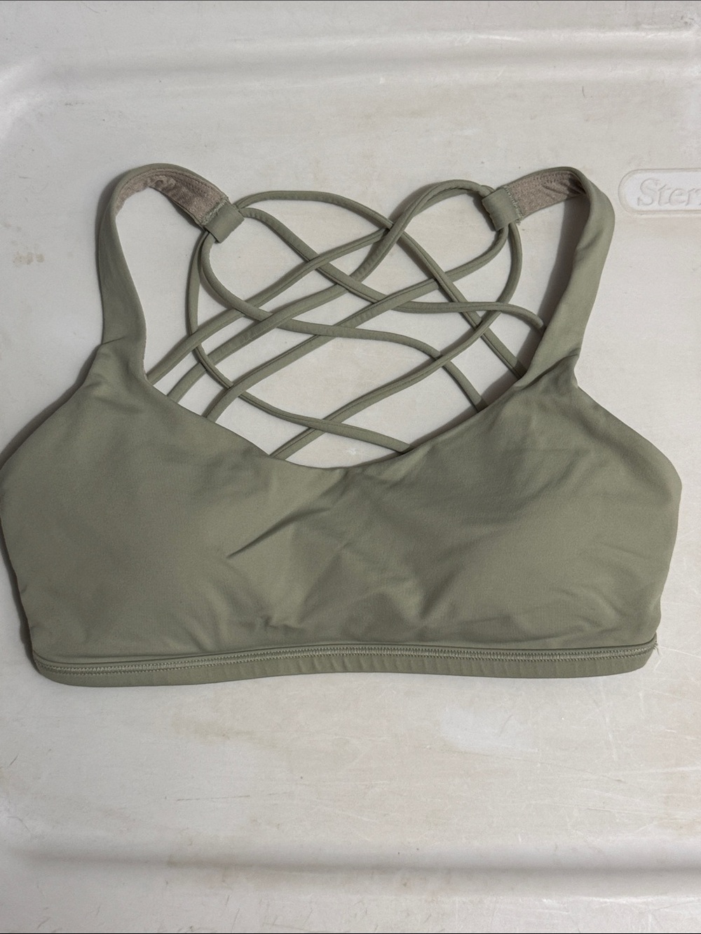 Lululemon Sage Green Strappy Back Sports Bra size 4